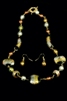 Gold, silver and black Marona bead necklace